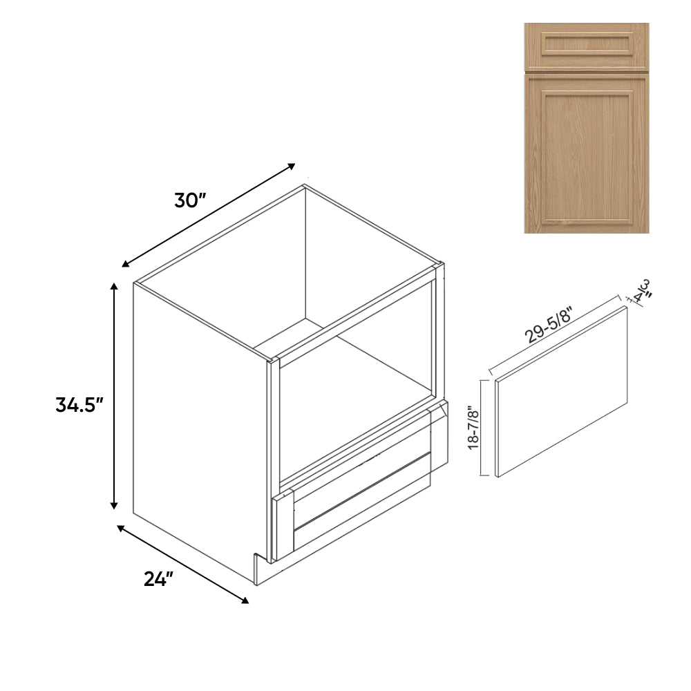 RTA - Elegant Shaker Oak - Base Microwave Cabinet - 30"W x 34.5"H x 24"D