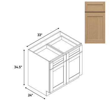 RTA - Oak Shaker - Base Cabinet with 2 Door 2 Drawer 1 Shelf - 33