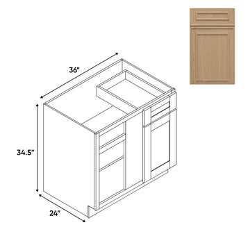 RTA - Elegant Shaker Oak - Base Blind Corner - 1 Door 1 Drawer - 36