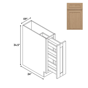 RTA - Elegant Shaker Oak - Base Spice Rack Pull Out with 3 Shelf - 9