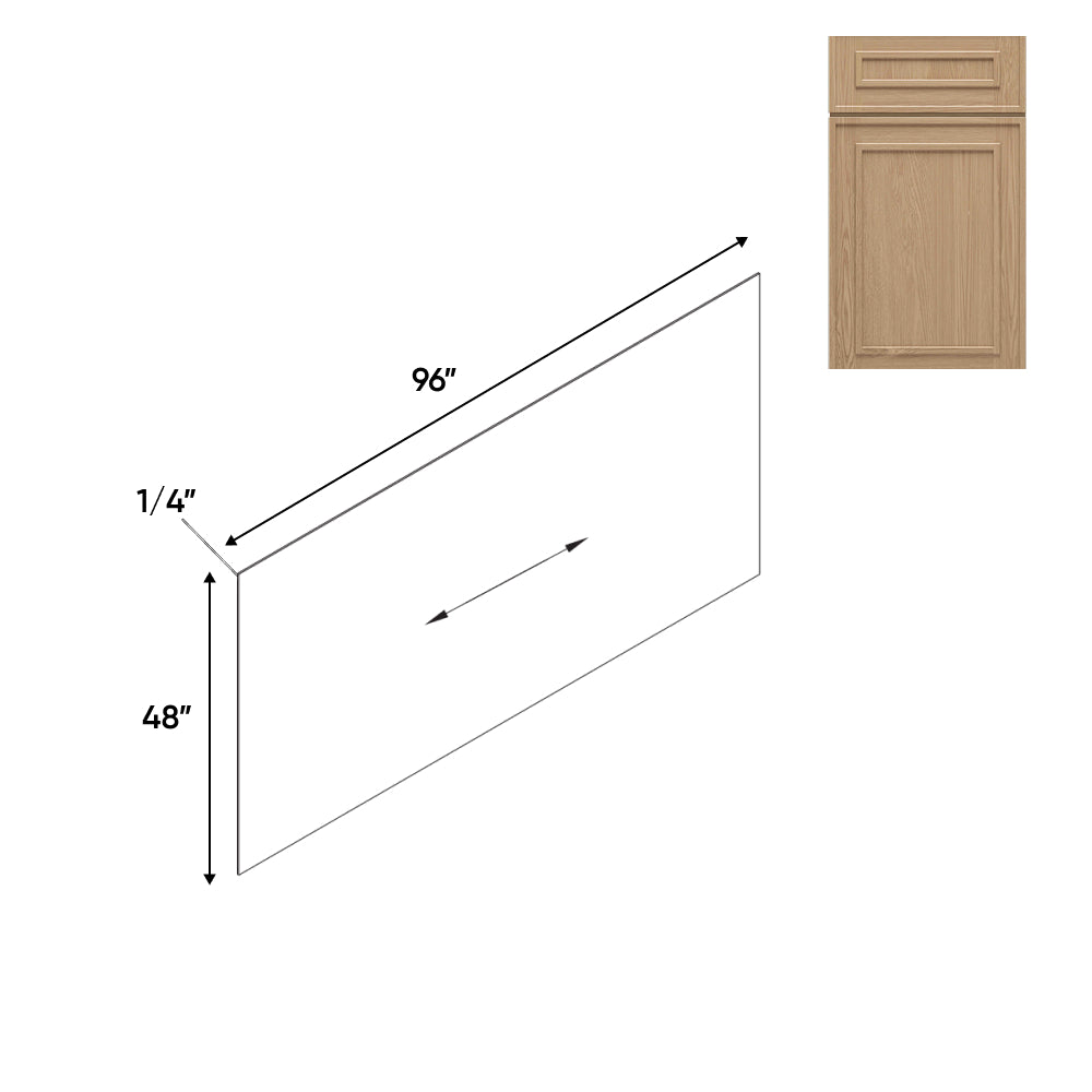 RTA - Elegant Shaker Oak - 96"W x 48"H - Base Panel Skin Single Side Finished