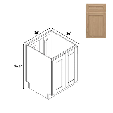 RTA - Elegant Shaker Oak - Base Cabinet with 4 Door - 24