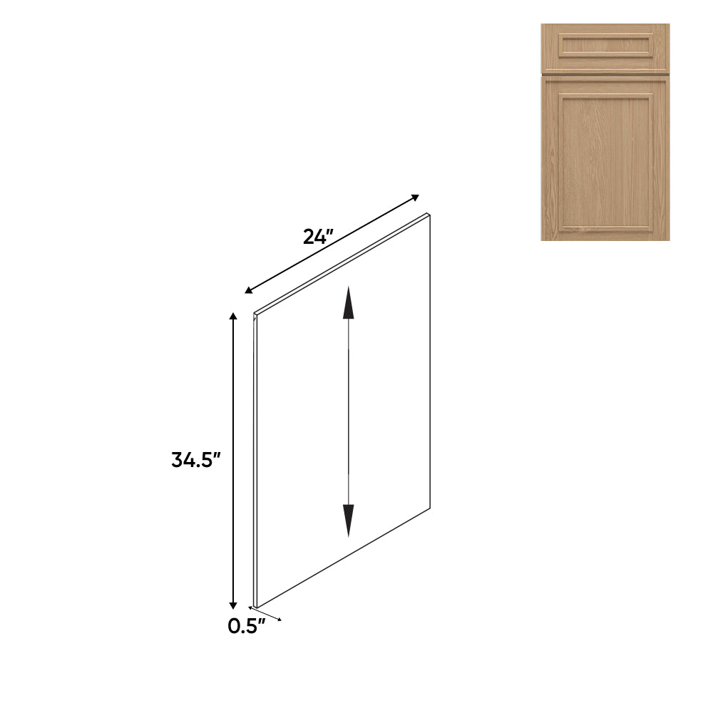 RTA - Elegant Shaker Oak - Plywood Panel Only - 24"W x 34.5"H x 0.5"D