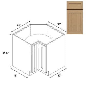 RTA - Oak Shaker - Lazy Susan - 1 Door 2 Wood Turning Shelf - 33