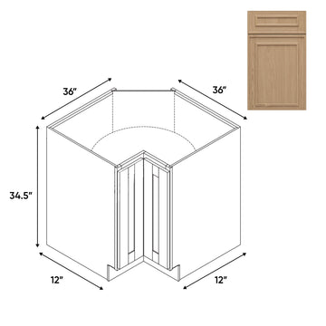 RTA - Elegant Shaker Oak - Lazy Susan - 1 Door 2 Wood Turning Shelf - 36