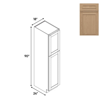 RTA - Elegant Shaker Oak - Tall Pantry Cabinets with 2 Door 5 Shelf Space - 18