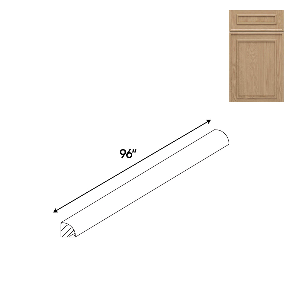 RTA - Elegant Shaker Oak - 96"L - Quarter Round - 96"W x 0.75"H x 0.75"D