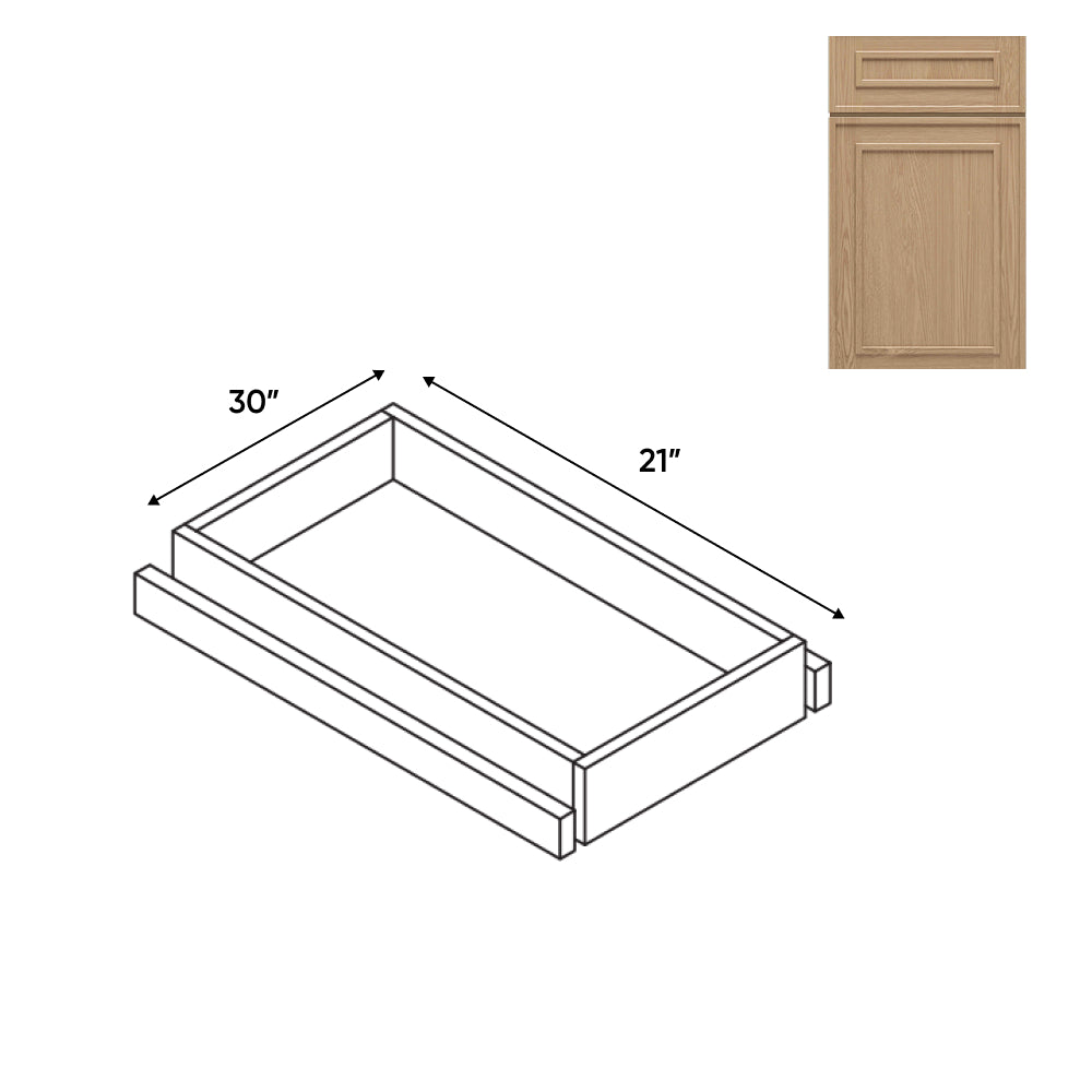 RTA - Elegant Shaker Oak - Base Roll Out Tray - 26"W x 4.25"H x 21"D