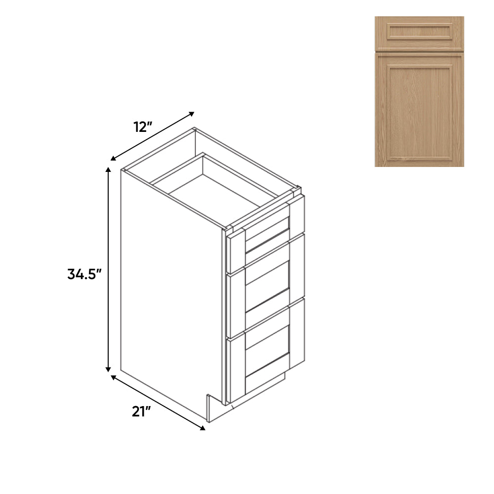 RTA - Elegant Shaker Oak - Vanity Drawer Pack with Drawer - 12"W x 34.5"H x 24"D