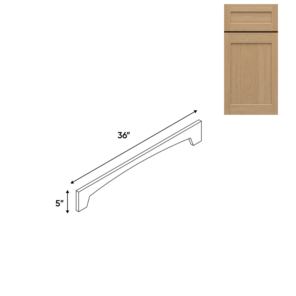 RTA - Oak Shaker - Valance Panel Arch Style - 36"W x 5"H x 0.75"D - OS-VA36