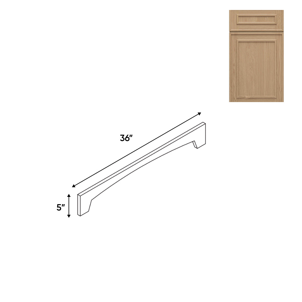 RTA - Elegant Shaker Oak - Valance Panel Arch Style - 36"W x 5"H x 0.75"D