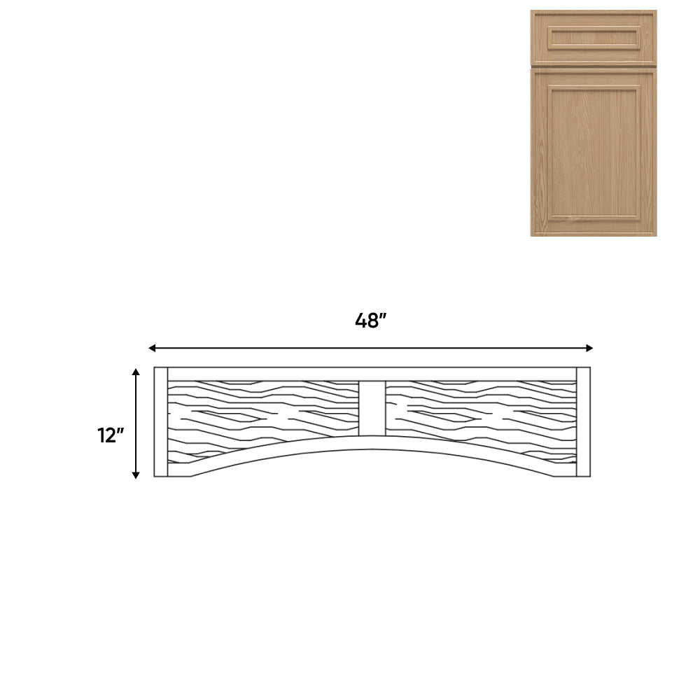 RTA - Elegant Shaker Oak - 48"W x 12"H - Valance (Raised Wood Panel)