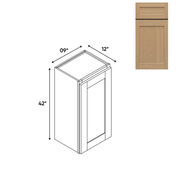 RTA - Oak Shaker - Wall High Cabinets with 1 Door 2 Shelf - 09