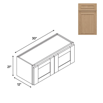 RTA - Elegant Shaker Oak - Wall High Cabinets with 2 Door - 30