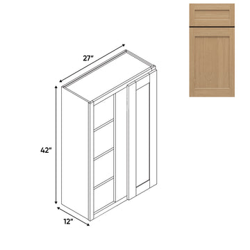 RTA - Oak Shaker - Wall Blinder Corner - 1 Door 2 Shelf - 27