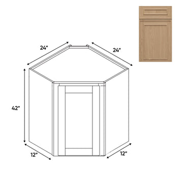 RTA - Elegant Shaker Oak - Wall Diagonal Corner - 1 Door 2 Shelf - 24