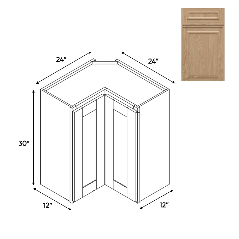 RTA - Elegant Shaker Oak - Wall Easy Reach Cabinet - 24"W x 30"H x 12"D