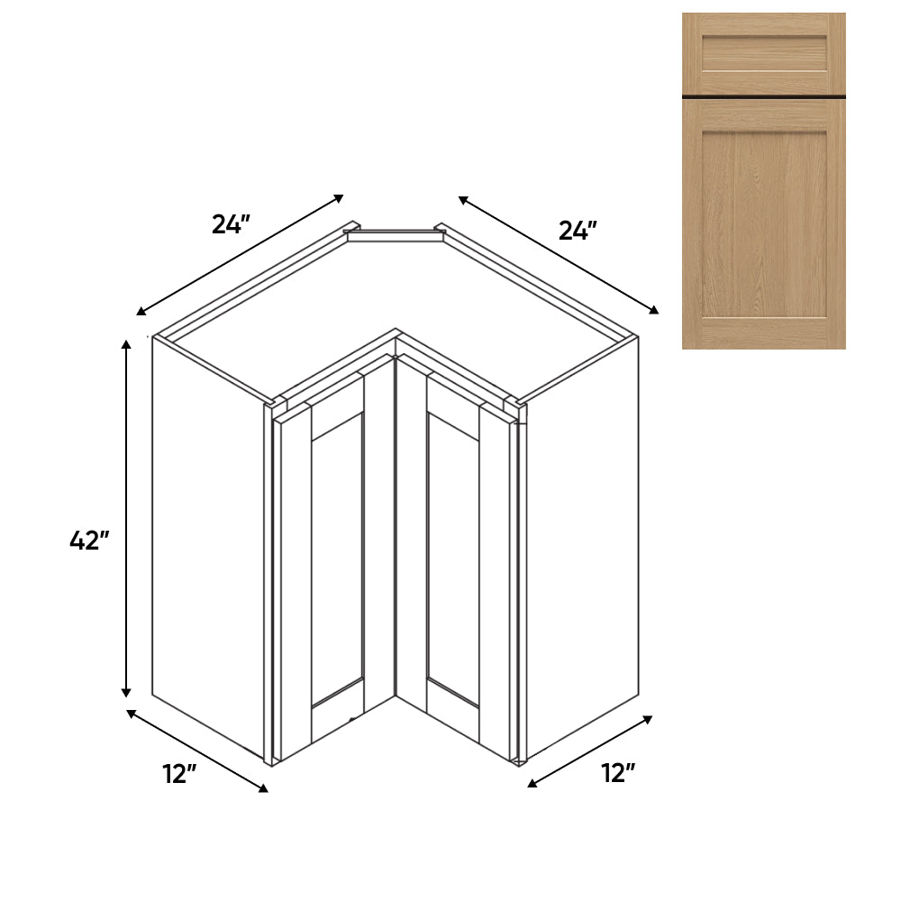 RTA - Oak Shaker - Wall Easy Reach Cabinet - 24"W x 42"H x 12"D - OS-WER2442