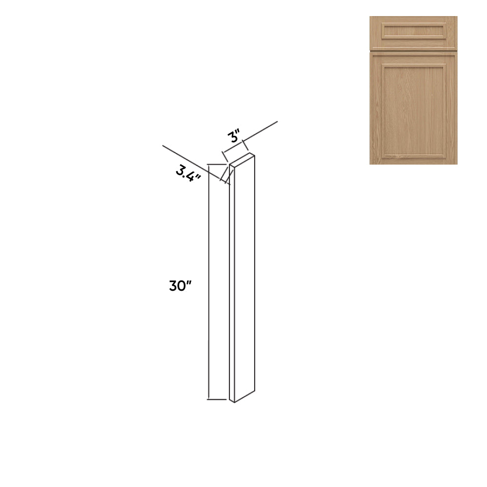 RTA - Elegant Shaker Oak - Wood Wall Filler - 3"W x 30"H x 0.75"D