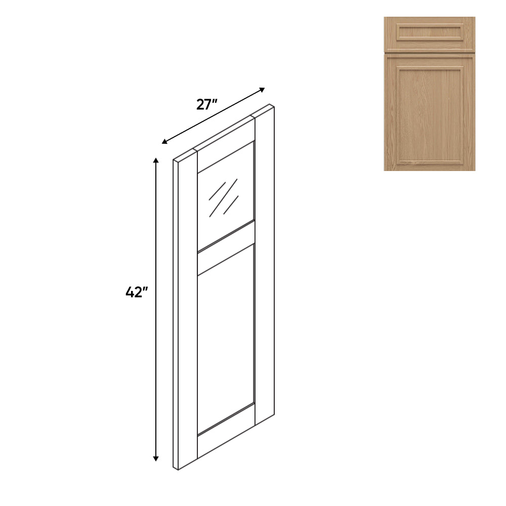 RTA - Elegant Shaker Oak - 27"W x 42"H -Wall Glass Door - Left