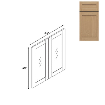 RTA - Oak Shaker - Wall Molding Glass Door with 2 Door - 33