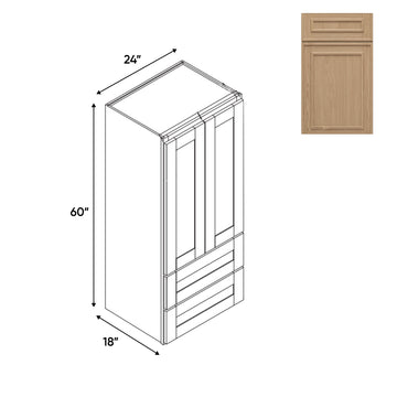 RTA - Elegant Shaker Oak - Wall Pantry Drawer Cabinet - 24