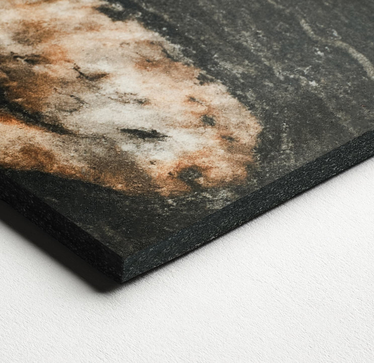 48 x 110 in Majesto Oro Noir Bookmatch Cut Polished Rectified Colorsync Sintered Slab 6 mm surface