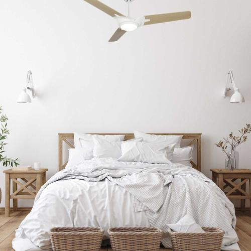 Innovator White/Modern Wood Pattern/Wood 3 Blade Smart Ceiling Fan with Dimmable LED Light Kit Works with Remote Control, Wi-Fi apps and Voice control via Google Assistant/Alexa/Siri