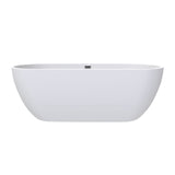 Flora 59 in. Classic Series Acrylic Freestanding Soaking Bathtub in Glossy White with Chrome-Plated Drain Cover & Pop Up-Overflow Hole
