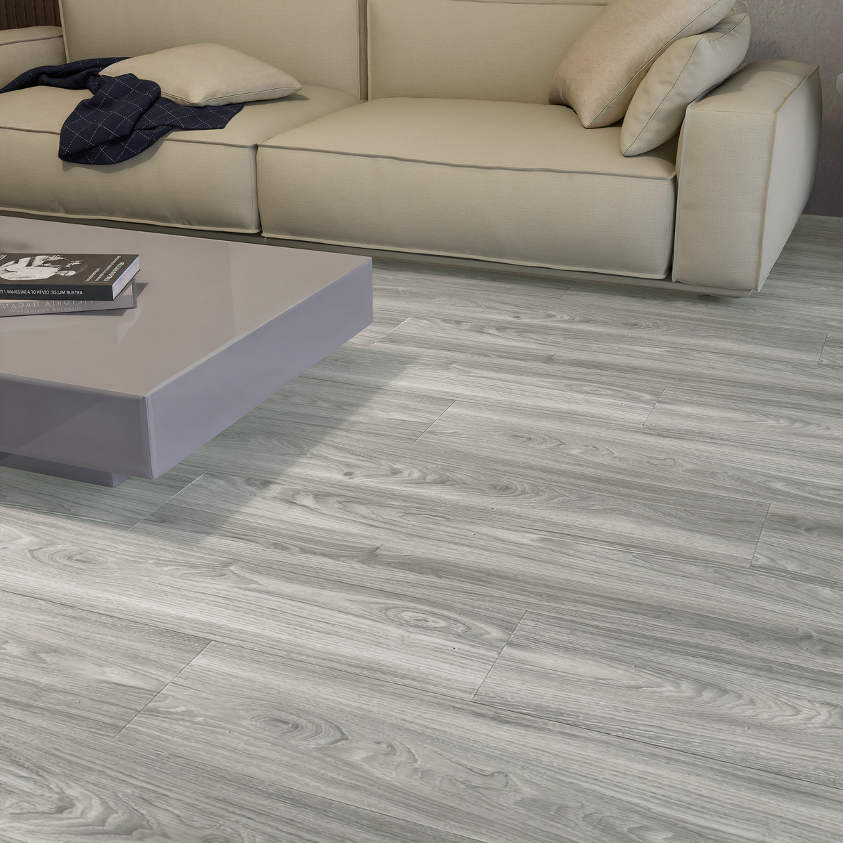 SPC Rigid Core Plank Oyster Flooring, 9" x 60" x 6.5mm, 22 mil Wear Layer