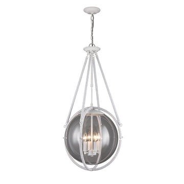 4-Light Chandelier Light Fixture Black Textured White Finish Hardware with White Rope and Clear Glass ,E12 Base