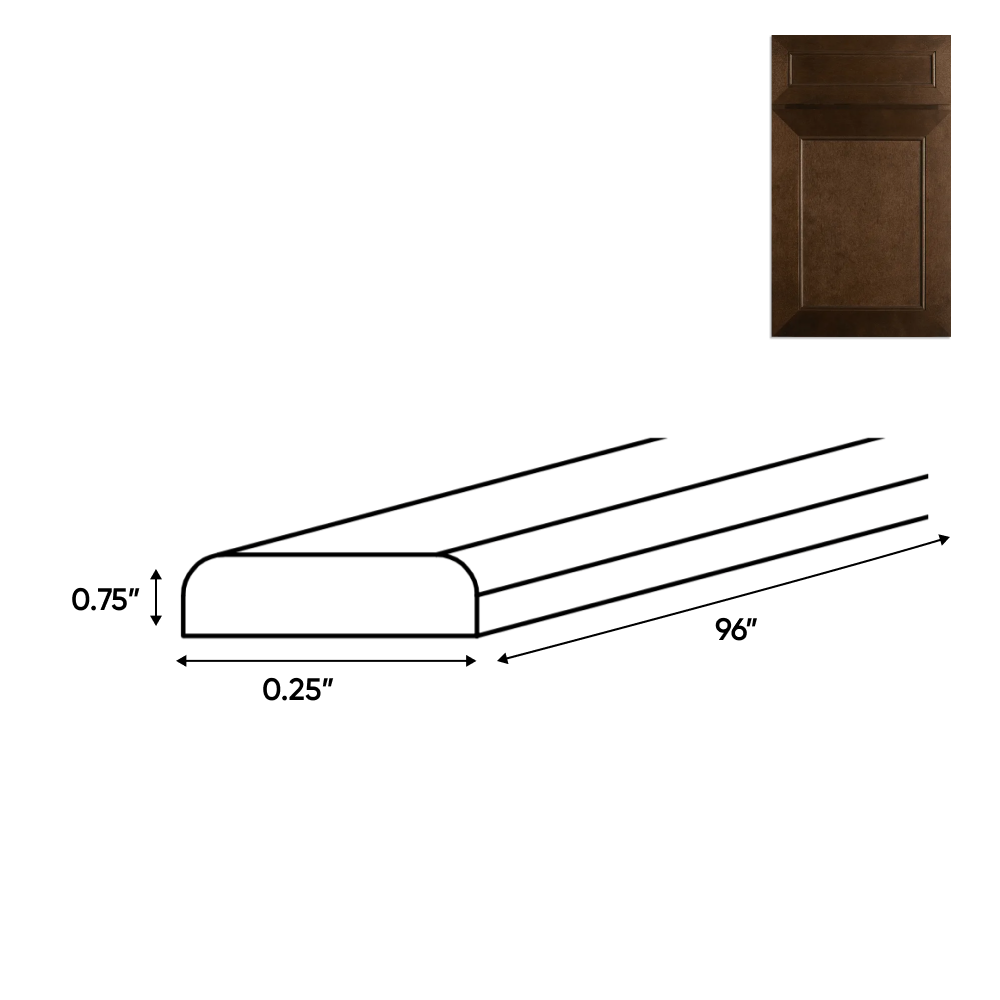 Portland Chestnut - Batten Molding - 96"W x 0.75"H x 0.25"D - Pre Assembled