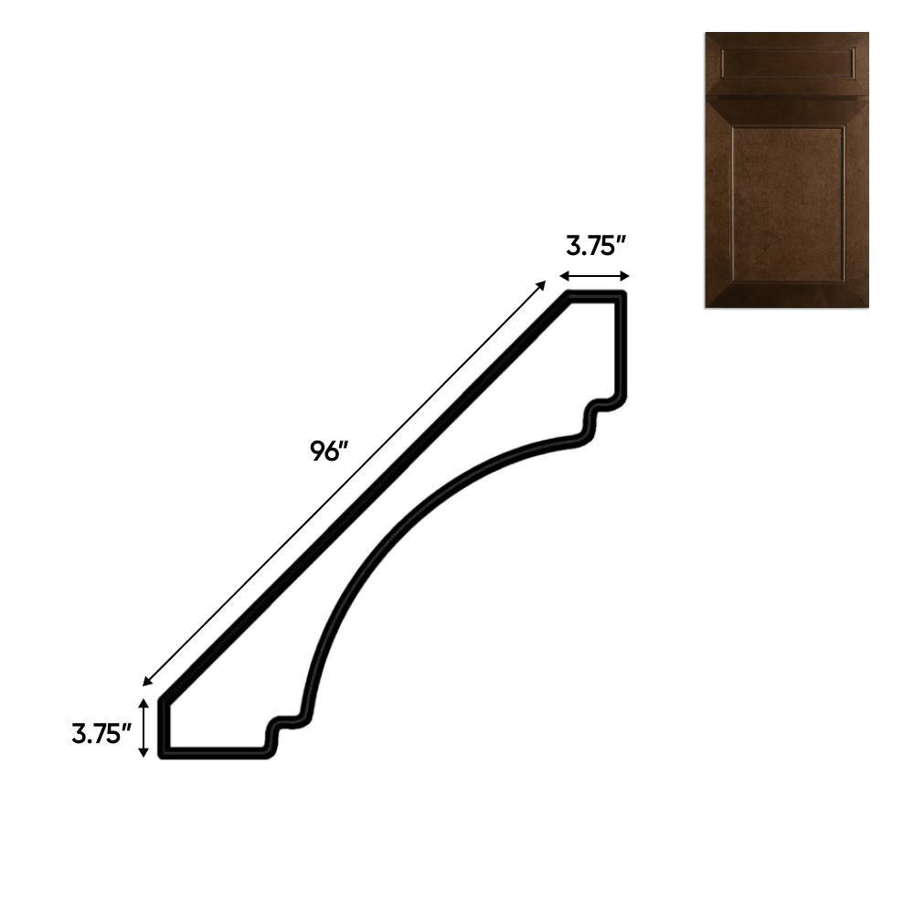 Portland Chestnut - Crown Moldings - 96"W x 3.5"H x 3.5"D - Pre Assembled