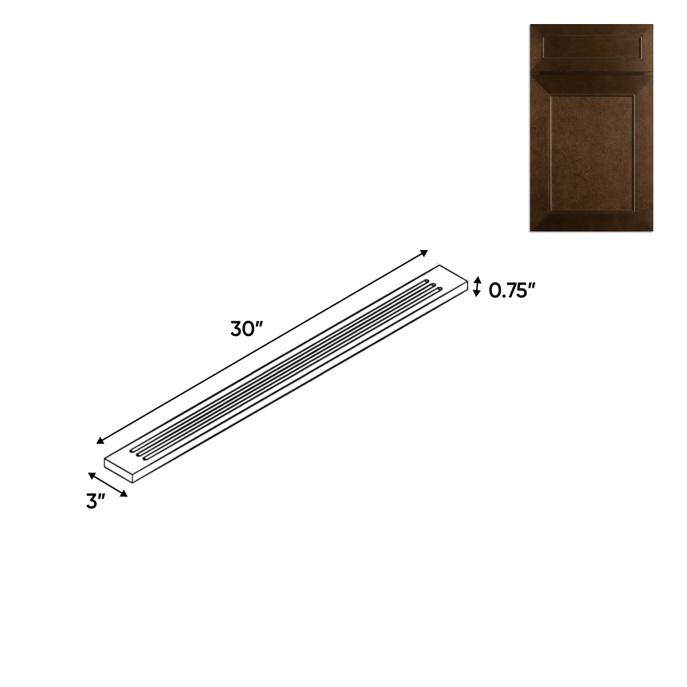 Portland Chestnut - Flutted Wall Fillers - 3"W x 30"H x 0.75"D - Pre Assembled