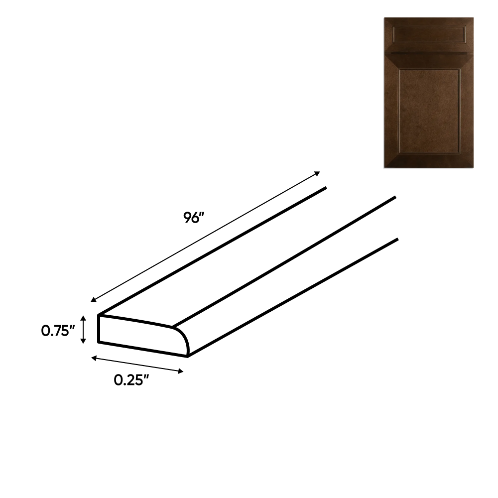 Portland Chestnut - Trims - 96"W x 0.75"H x 0.25"D - Pre Assembled