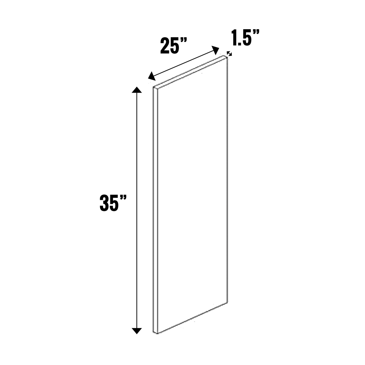 Gris Plomo Matte - Finished End Panel 1.5” Thick - 35 Inch Height x 25 Inch Width x 1.5 Inch Depth - M16-PNL25351.5