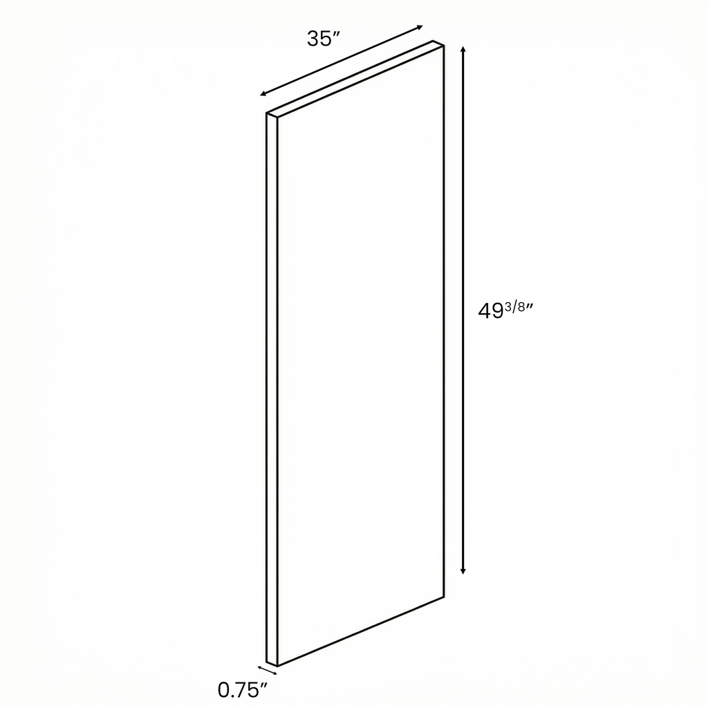 Blanco Gloss - Finished End Panel - 49.37 Inch Height x 35 Inch Width x 0.75 Inch Depth - M09-PNL3548
