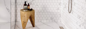 3 In. X 3 In. Mosaic Calacatta White  Polished - Porcelain - Hexagon Wall & Floor Tile (4.97 Sqft/Case)