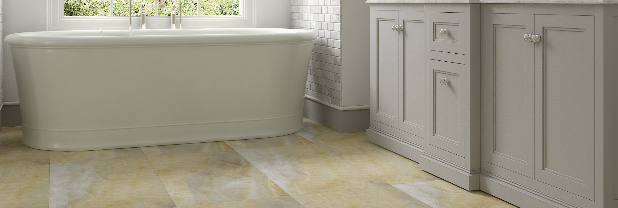 24 In. X 48 In. Onyx Ostra Ivory  Polished - Porcelain - Wall & Floor Tile (15.50 Sqft/Case)