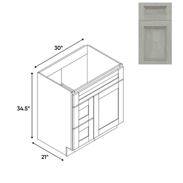 RTA - Havana Plata - Vanity Cabinets with 1 Door 2 Drawer Left - 30"W x 34.5"H x 21"D - HAP-3021DL