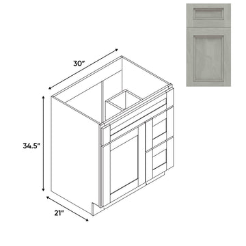 RTA - Havana Plata - Vanity Cabinets with 1 Door 2 Drawer Right - 30"W x 34.5"H x 21"D - HAP-3021DR