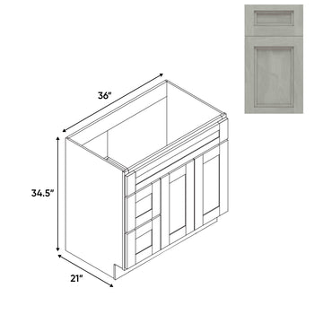 RTA - Havana Plata - 36"W x 34.5"H x 21"D - Vanity  with 2 Door 2 Drawer Left - HAP-3621DL