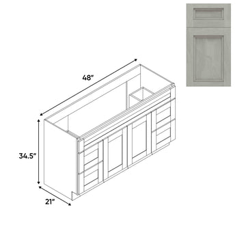 RTA - Havana Plata - Vanity Cabinets with 2 Door - 4 Drawer (2 Left - 2 Right) - 48"W x 34.5"H x 21"D - HAP-4821D