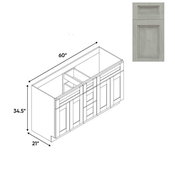 RTA - Havana Plata - Vanity Cabinets with 3 Drawer Center - 4 Drawer Side - 60