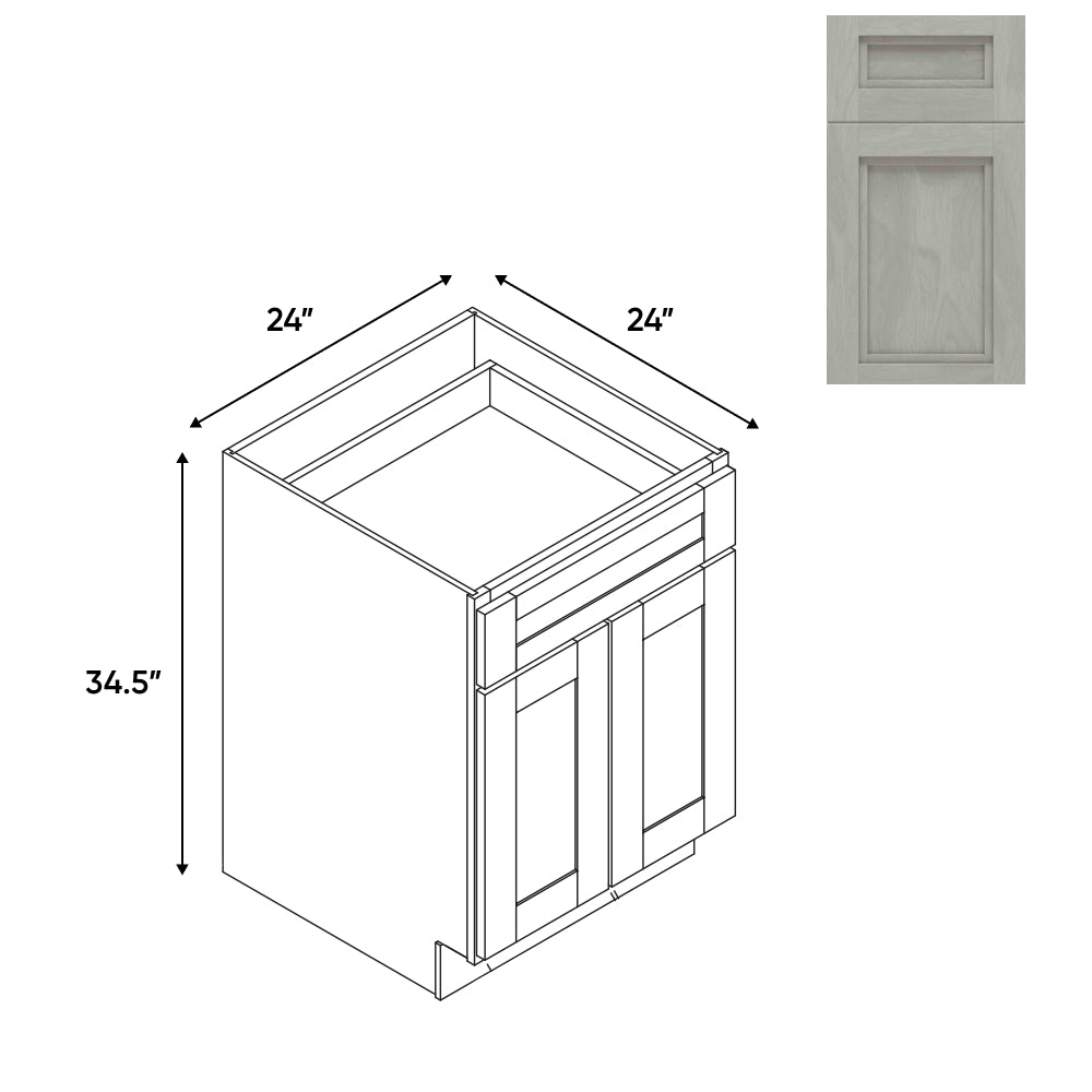 RTA - Havana Plata - 24"W - Base Cabinet with 2 Door 1 Drawer 1 Shelf - 24"W x 34.5"H x 24"D - HAP-B24