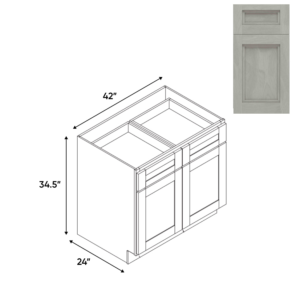 RTA - Havana Plata - Base Cabinet with 2 Door 2 Drawer 1 Shelf - 42"W x 34.5"H x 24"D