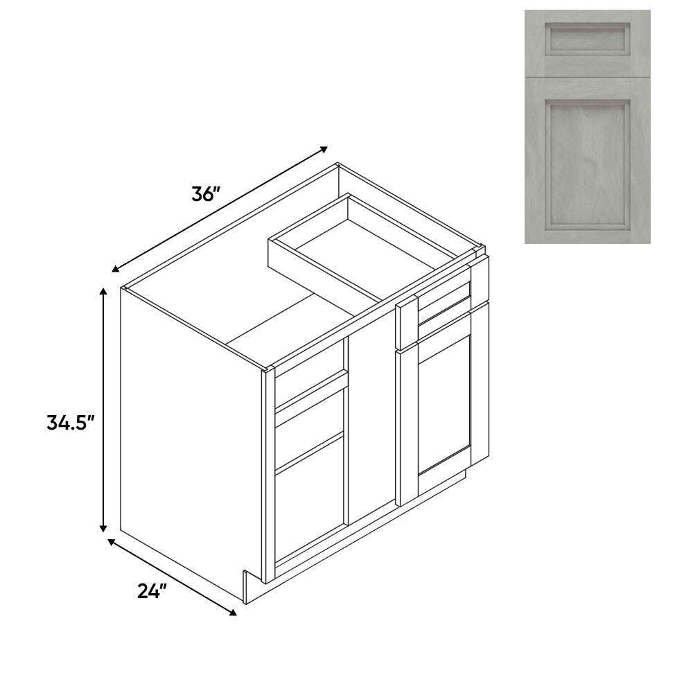 RTA - Havana Plata - Base Blind Corner - 1 Door 1 Drawer - 36"W x 34.5"H x 24"D - HAP-BBC36-42LR