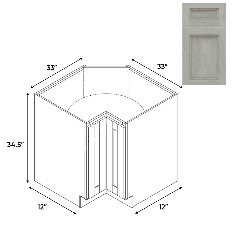 RTA - Havana Plata - Lazy Susan - 1 Door 2 Wood Turning Shelf - 33"W x 34.5"H x 33"D - HAP-LS33