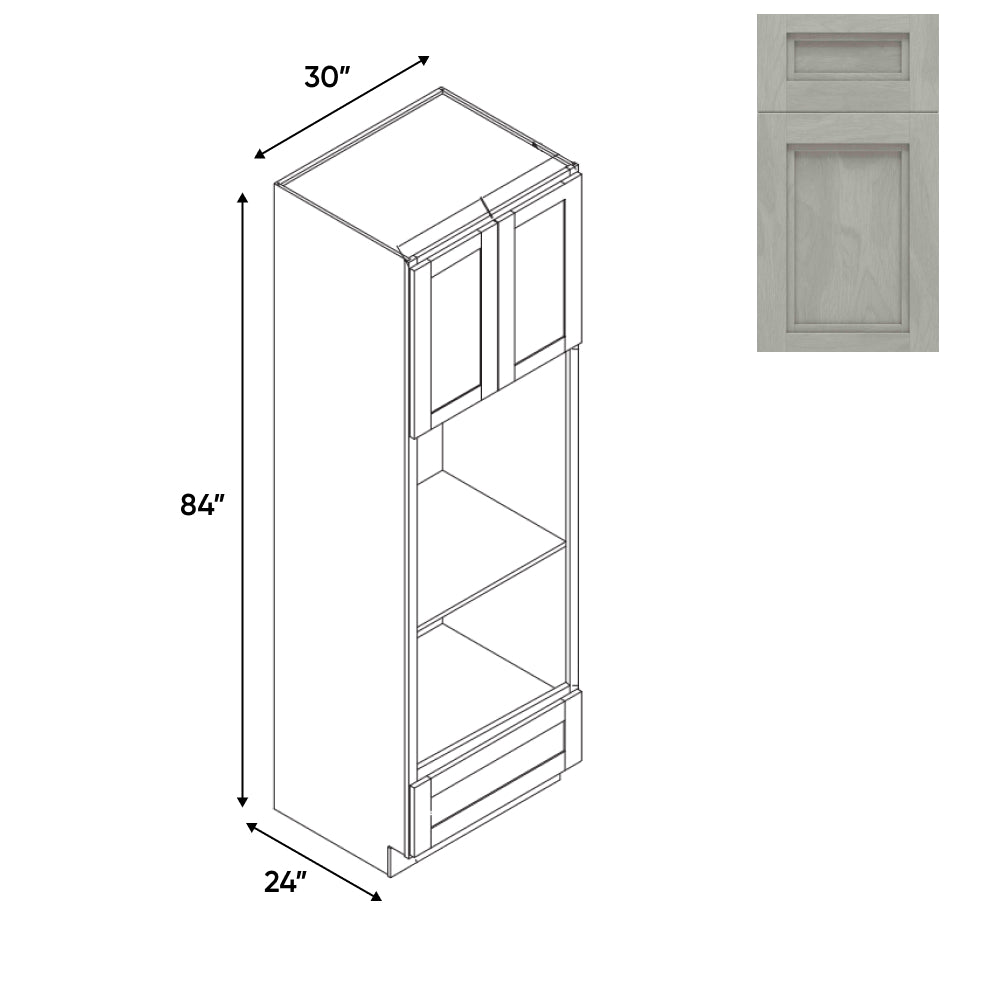 RTA - Havana Plata - Wall Oven Cabinets with 2 Door 1 Drawer - 30"W x 84"H x 24"D - HAP-OC3084U