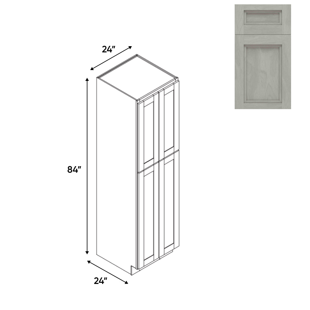 RTA - Havana Plata - Tall Pantry Cabinets with 4 Door 5 Shelf Space - 24"W x 84"H x 24"D - HAP-PC2484